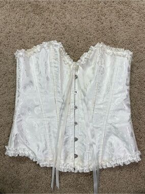 White Satin Brocade Corset Top